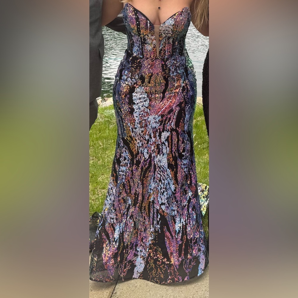 Johnathan Kayne Multicolor Sequin Gown